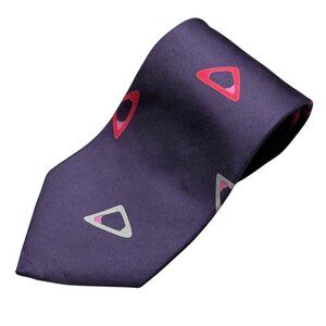 Lavatelli Cravatte Tie 100% Silk Geometric Purple Satin 4"